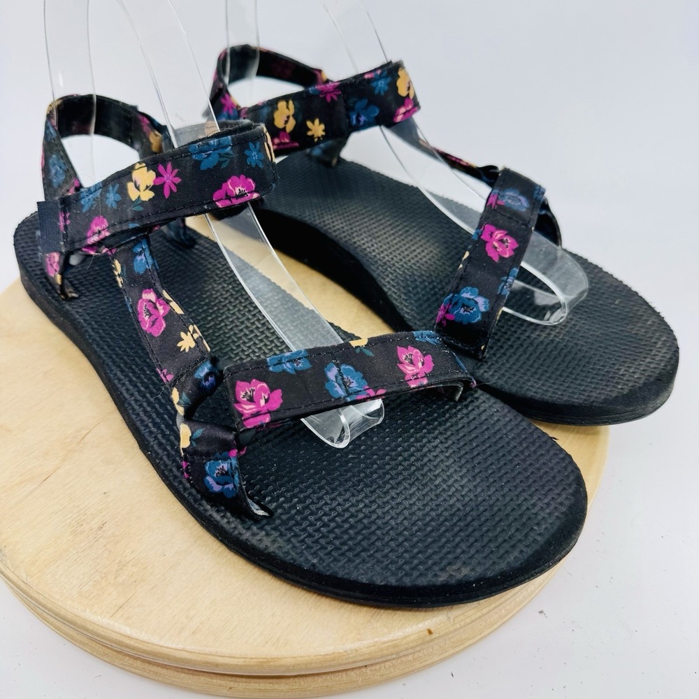 Teva Original Universal Sandals Womens 10 Black Floral Sport Hiking Shoes